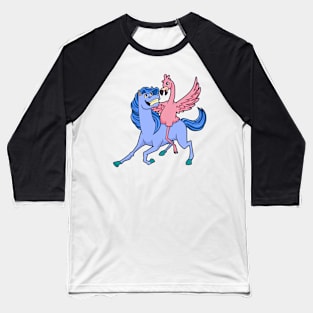 Cartoon flamingo riding on horse Baseball T-Shirt